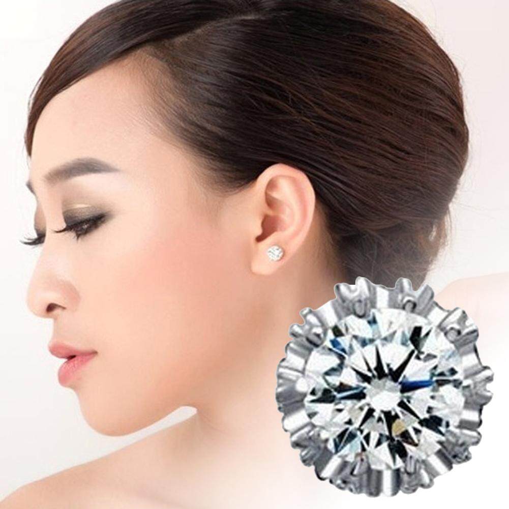 Bluelans®fashion Wanita Zirconia Kubus Bulat Ukir Mahkota Telinga Anting Stud Perhiasan Hadiah By Bluelans.