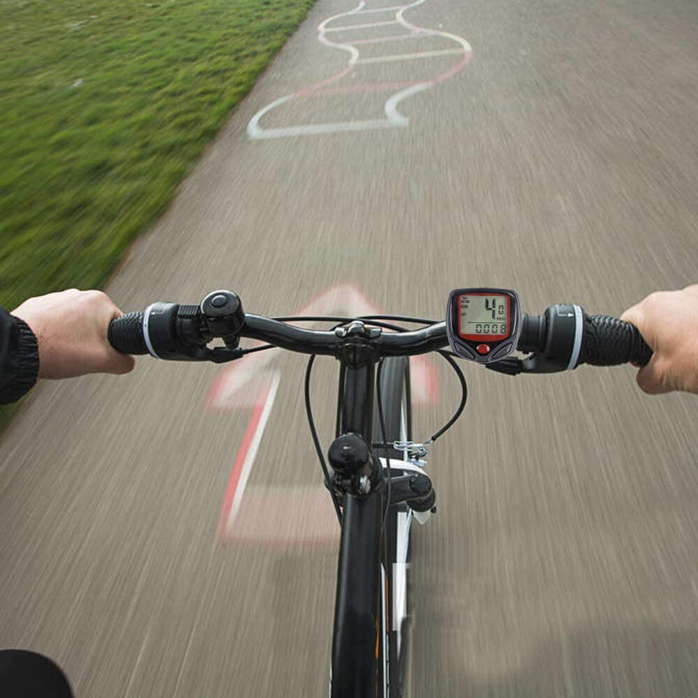 LCD Display Wired Bike Bicycle Cycle Computer Odometer Speedometer LCD Waterproof 14 Functions