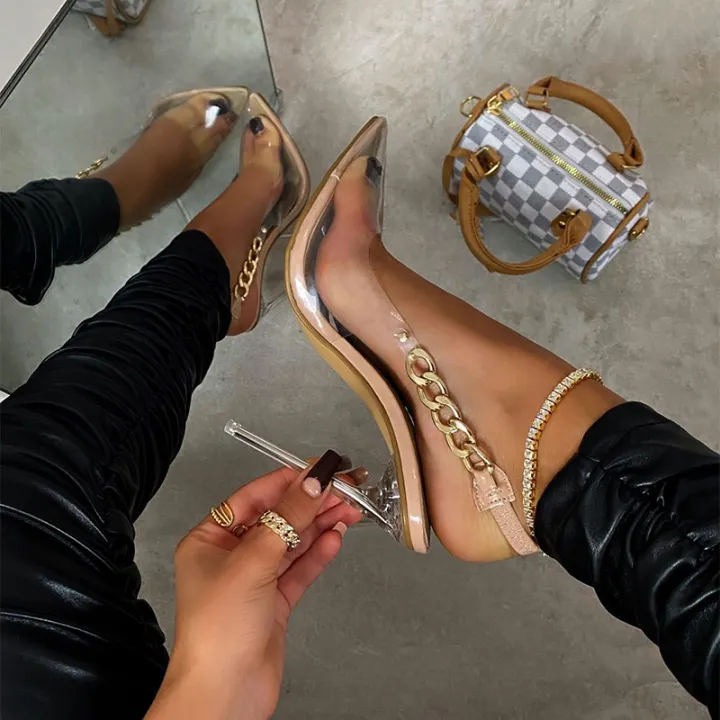 clear pointed toe sandals
