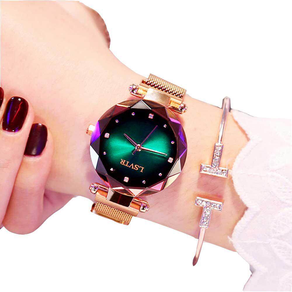OrzBuy Fashion Women Quartz Wrist Wrist Watches, Magnetic Stainless Steel Mesh Band Starry Sky Dial Quartz Watches Gift for Friend/Mother and Wife Malaysia