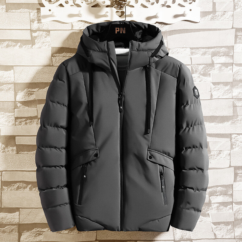 Men's Down Jackets Winter Thick Coat Cotton Jacket Hooded Tooling Down Jackets Casual Men Coat