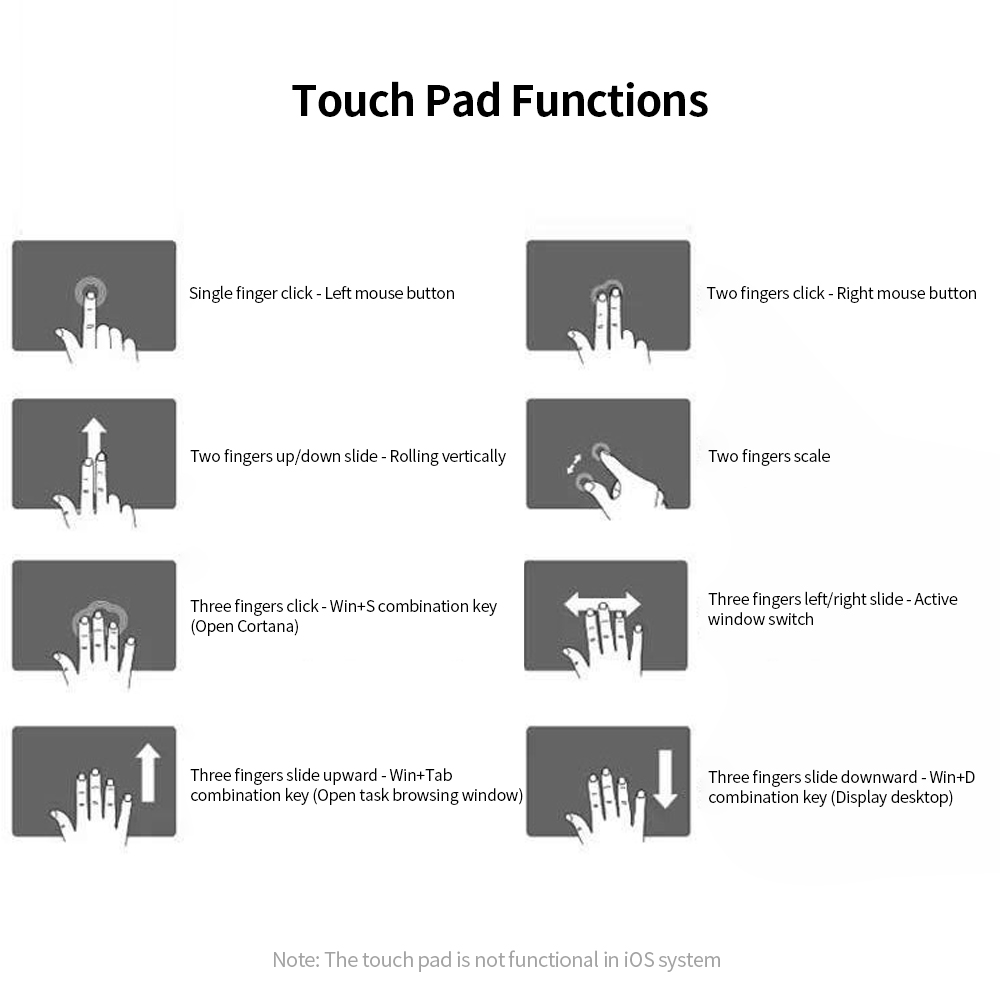 AJAZZ Bàn Phím Gấp Không Dây BT Bàn Phím BT Siêu Mỏng Cầm Tay, Với Touchpad Cho Windows/Android/IOS