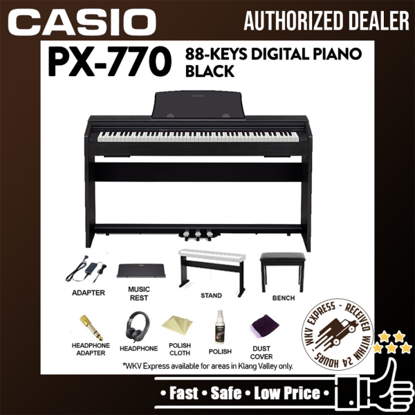 Casio PX-770 88-Key Digital Piano with Wooden Stand, Bench, Headphone, Polish - Black (PX770) Malaysia