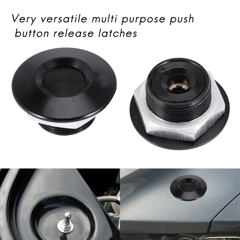 4X Push Button Quick Release Car Hood Bonnet Latch Pin Lock Bumper Clip Black