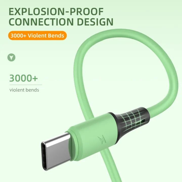 3 In 1 Universal Fast Charging USB Cable Liquid Silicone Quick Charge Line USB Cable USB-C Data Transmission Line for Android Apple Type-C