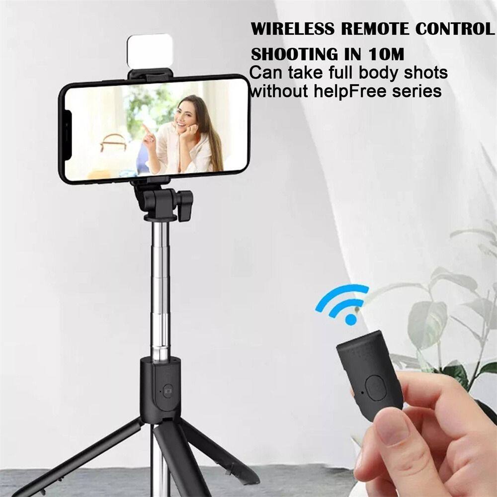DFVDS Poratable Handheld Mini Tripod Shutter with Fill-in Light Phone Holder Remote Control Selfie Device Wireless Selfie Stick Live Tripod Phone Self-timer