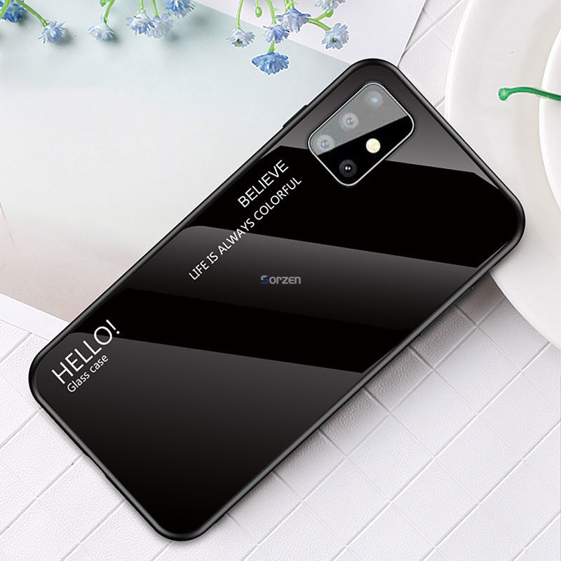 For Samsung Galaxy M51 Shockproof Gradient Tempered Glass Casing Protective Back Case Cover