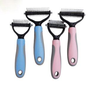 Pet Stainless Double Sides Brush Cat Dog Hair Removal Comb Grooming Dematting Deshedding Blade For Matted Long Fur thumbnail