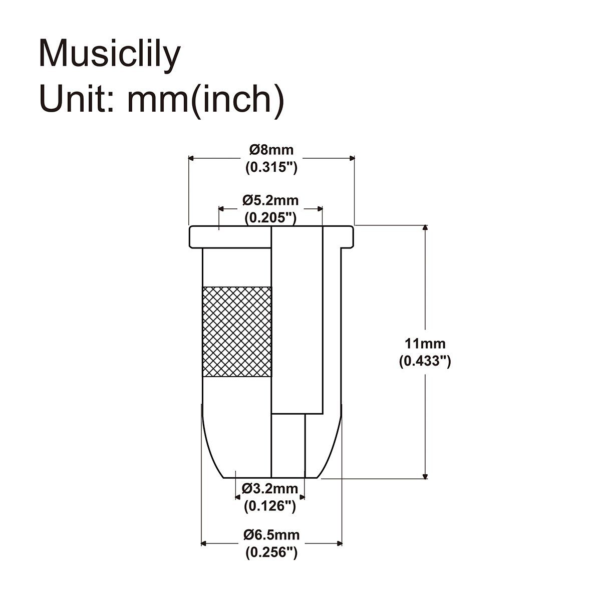 Musiclily Pro 11mm Steel Top Guitar String Ferrules String Through Body for Telecaster Strat Style Electric Guitar (Set of 6)