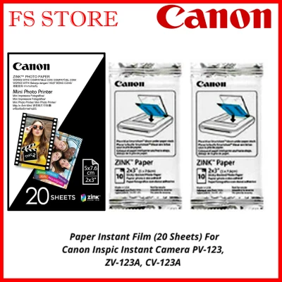 CANON ORIGINAL MALAYSIA Zink Photo Paper Pack (20 Sheets) For Mini Photo Printer PV-123