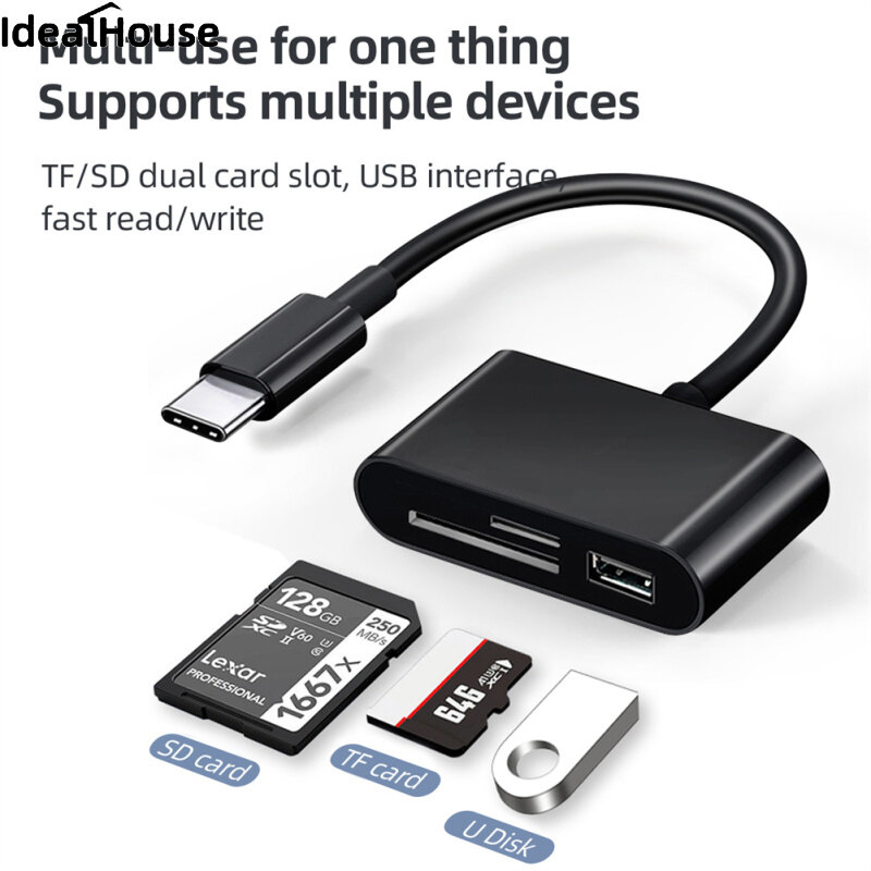 IDealHouse【Fast Delivery】Usb Type C Card Reader Otg Adapter Micro Usb Sd/tf Card Reader For Android Phone Computer Multi-function Data Transfer Cable