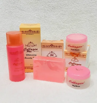 Ready Stock Collagen Plus Vit E & Vit C Day Cream, Night Cream, Soap & Toner Set (4 items)