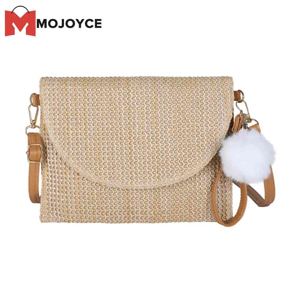 MOJOYCE Straw Shoulder Bag Straw Clutch Casual Beach Handmade Woven