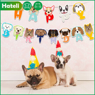 HATELI Pet, Sinh Nhật Đảng Con Chó Cờ Kéo Chó Hoạt Hình Chúc Mừng Sinh Nhật thumbnail