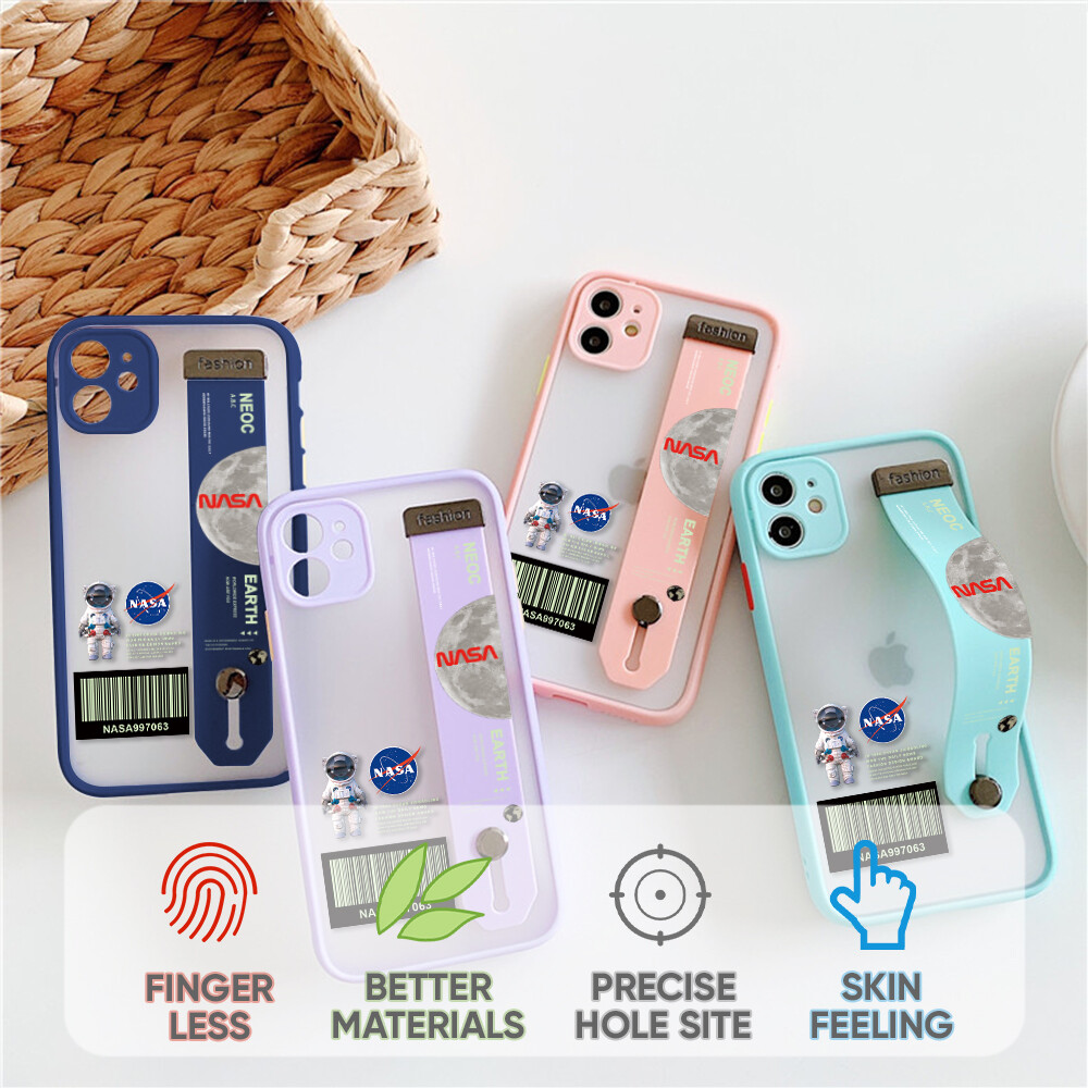 (With Wristband)Hontinga Casing Case For Samsung Galaxy Note10 Note 10 Plus Case Shockproof NASA Moon transparent Phone Case Soft Edge Lens Camera Protector Back Cover Casing Thin Hard Case For Boys For Girls