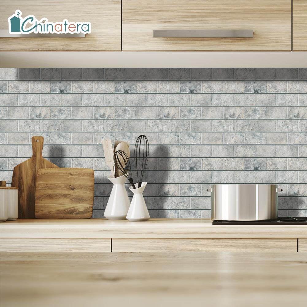 Chinatera] 28x28cm Nordic Style Waterproof 3D Wall Stickers Imitation  Leather Tile Wallpaper Kitchen Home Decor | Lazada