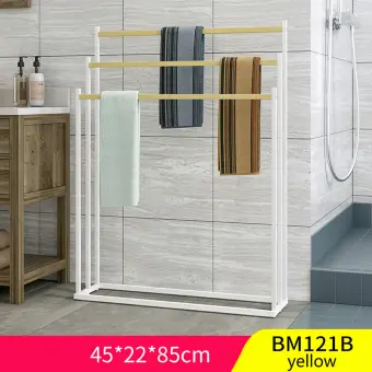 Floor Standing Towel Rack Bathroom Shelf Bathroom Drying Rack Free Punch Toilet Towel Rack Kitchen Towel Bar Lazada Singapore