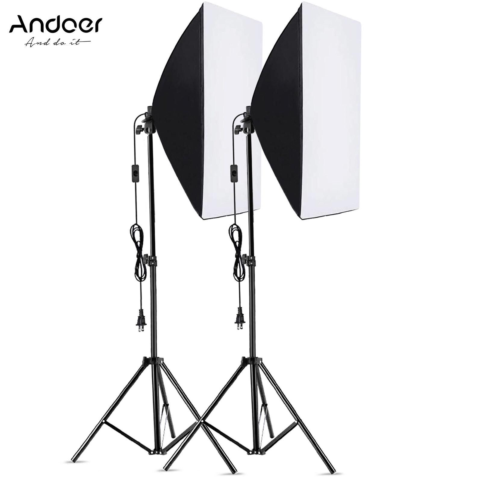 Andoer Studio Photography Softbox Kit with 50x70cm Softbox * 2 + 2M