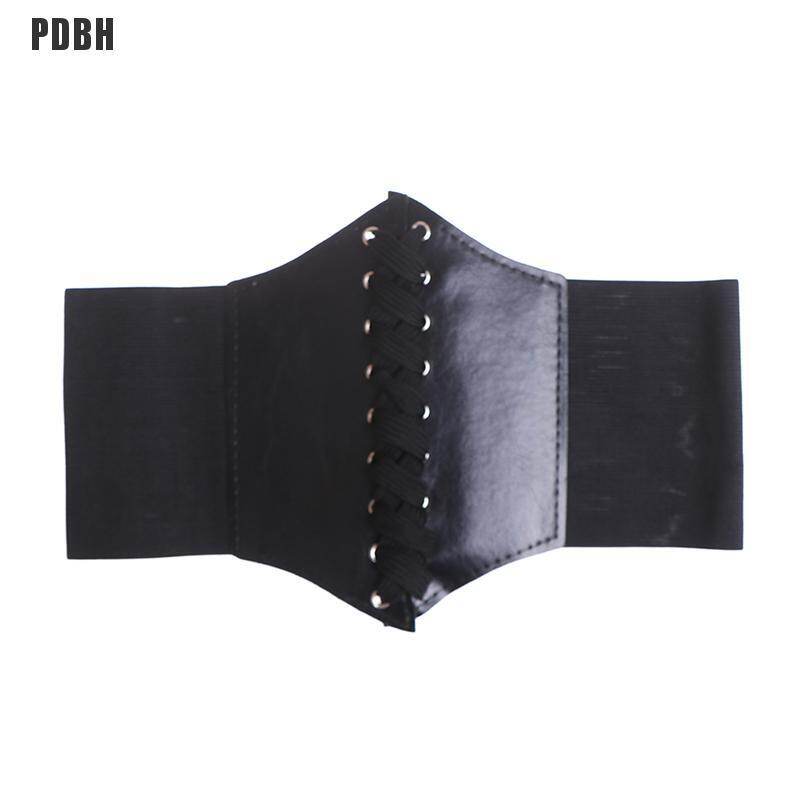 [PDBH Fashion Store] Women Charm Wide Corset Waistband Leather Band Elastic Stretch Cinch Waist Belt