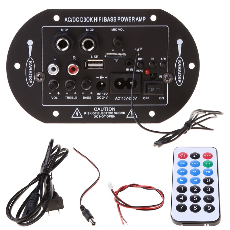 Home power amplifier board support sd/tf usb bluetooth fm radio player 12v 24v 220v ac/dc d3ok hifi bass power amp
