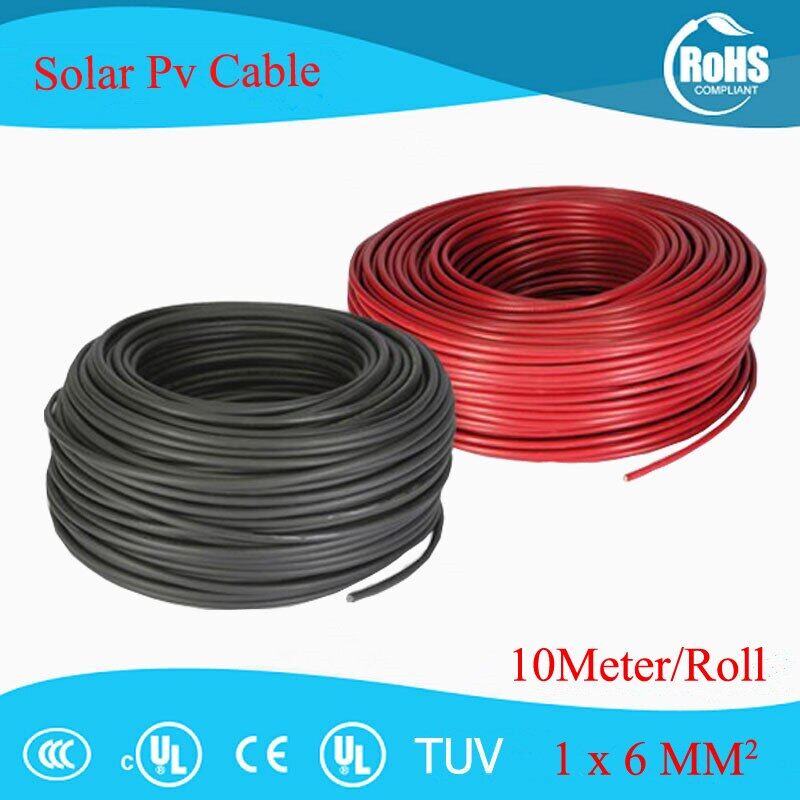 20m 4mm2/6mm2 solar cable red or black pv cable wire copper conductor xlpe jacket tuv certifiction