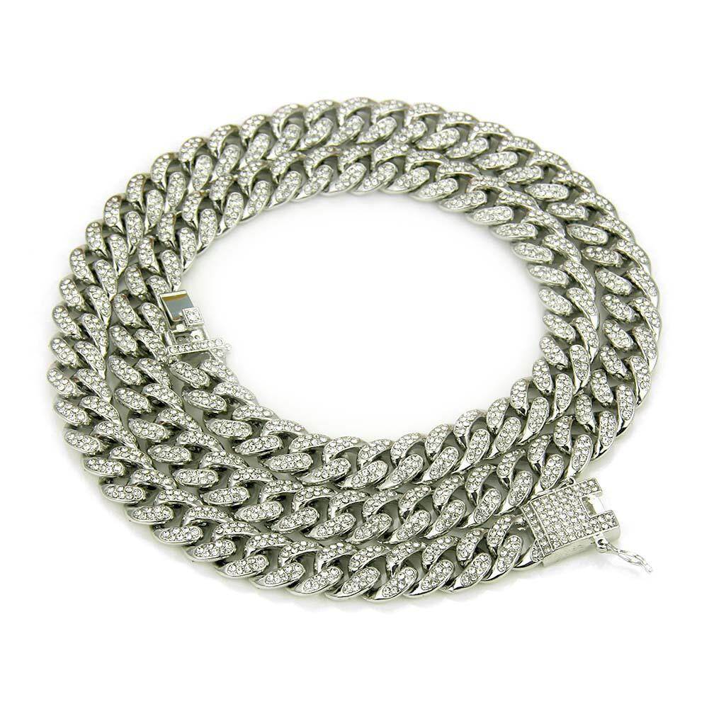 Kemstone Gold Silver Plated 12MM Cuban Chain Necklace Jewelry for Men Hip Hop Style