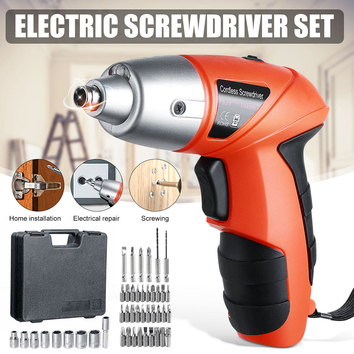45 In 1 Cordless Electric Screwdriver Rechargeable Drill Driver 4 8v Bits Set Quick Connector Hand Electric Drills Power Drill Machine With Led Lamp Lazada Singapore