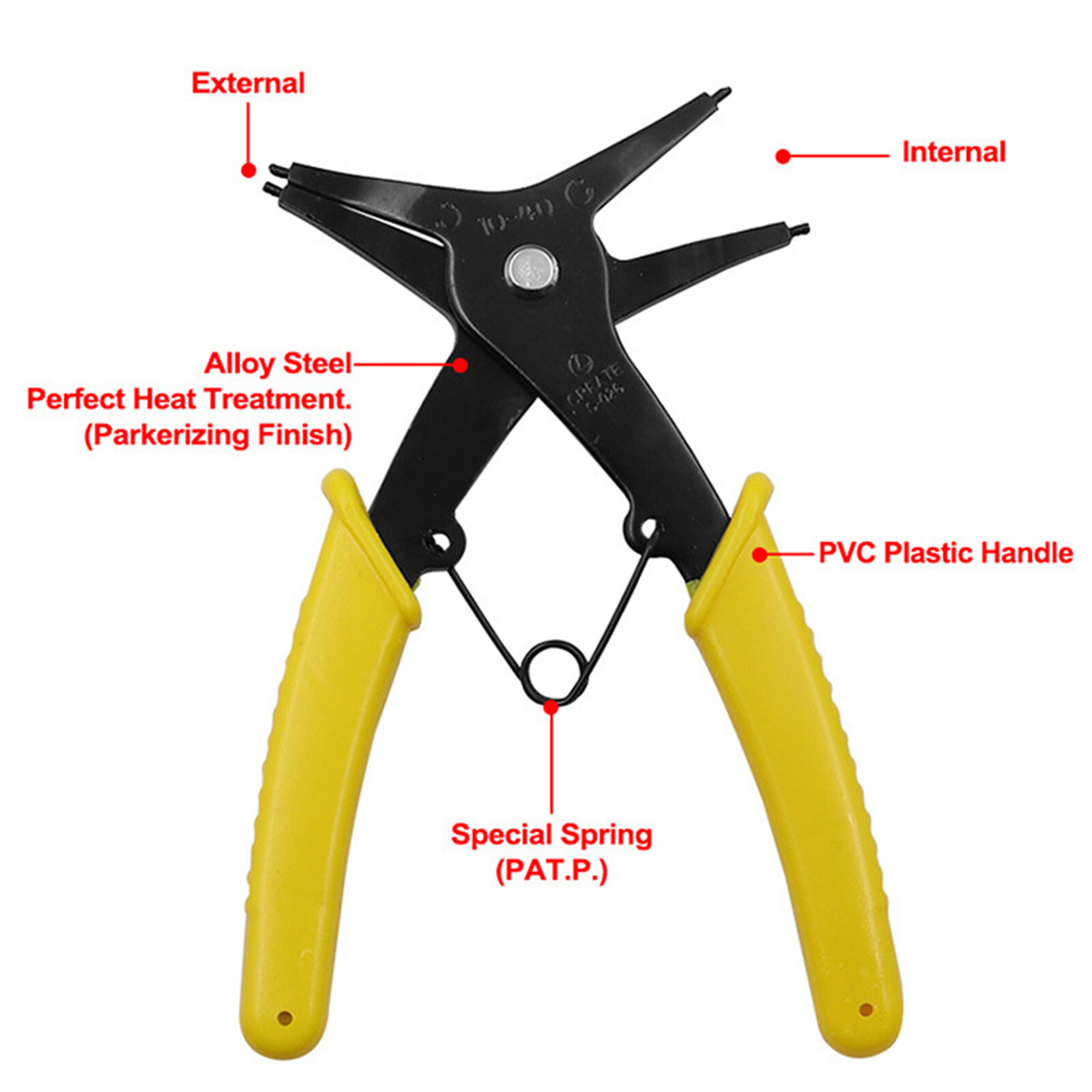 Two in one  Circlip Pliers Removing Reassembling Tools Snap Ring Pliers for  Internal and External  Snap Ring 1Pc