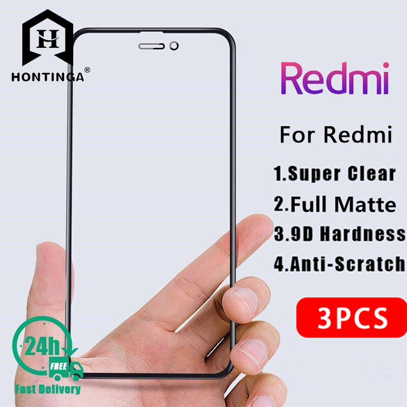 3Pcs Hontinga 9D For Xiaomi Redmi 4 4A 4X 5 5A 6 6A 6 Pro 7 7A 8 8A K20 Pro K30 9 9A 9C Poco M3 M3 Pro X3 GT Redmi 12C 10 Mi 11T Pro Poco M5 M4 Pro 5G 10C Poco X4 NFC X4 GT F4 Note 11 Pro+ 12 Lite 13C 5G C40 3Pcs Full Cover Tempered Glass Screen Protector