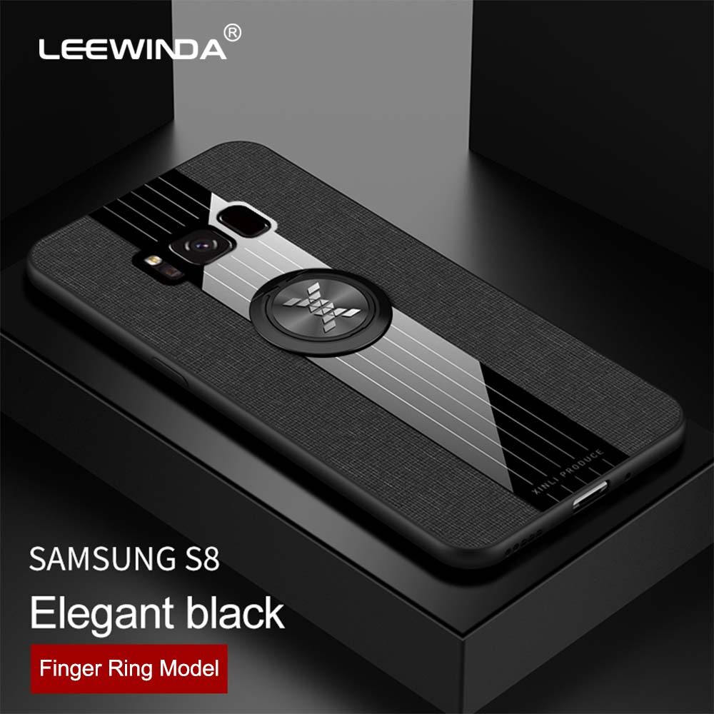 Leewinda for samsung galaxy s8 phone case, leather armor cases ring bracket cover shell