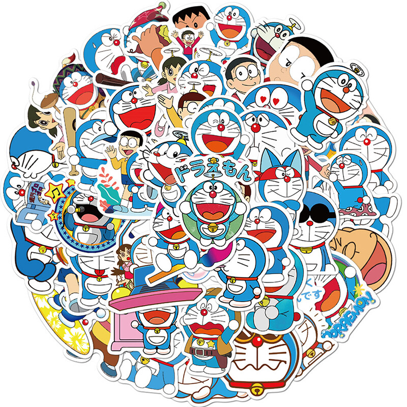 Skinye Kawayi Cute 50Pcs Doraemon Stickers For Laptop Motorcycle Luggage Snowboard Car Decal