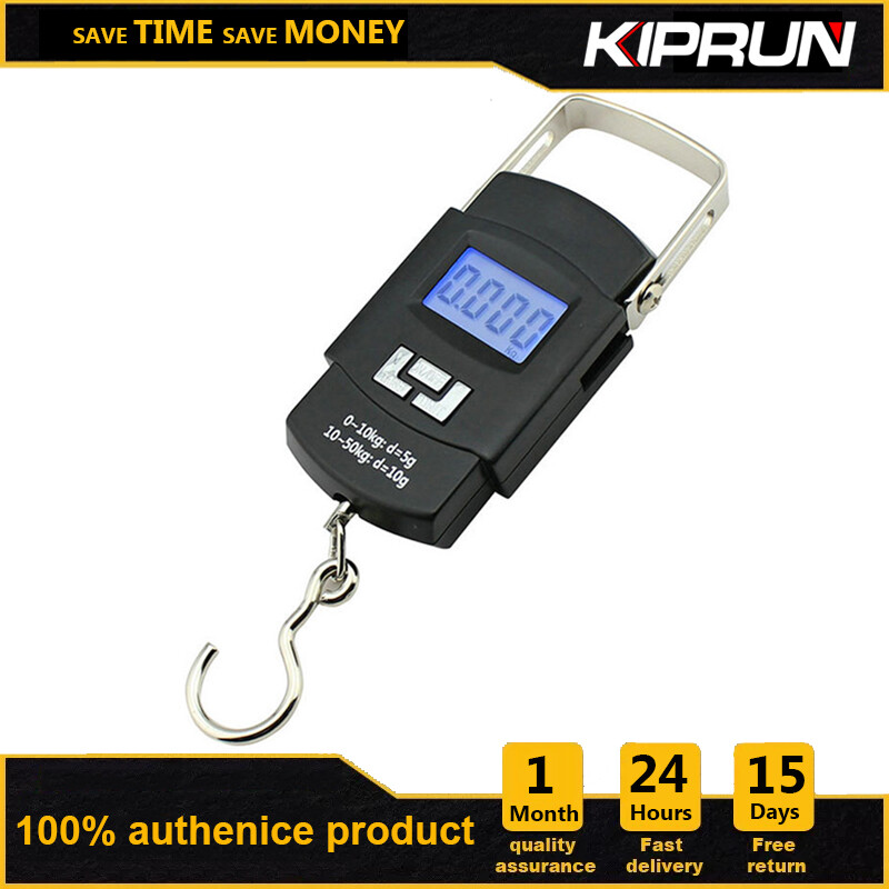 KIPRUN Digital Luggage Scale 50kg/10g LCD Digital Hanging Hook Scale Portable Mini Luggage Scales Kitchen Fishing Travel Weight Metal Steelyard Backlit