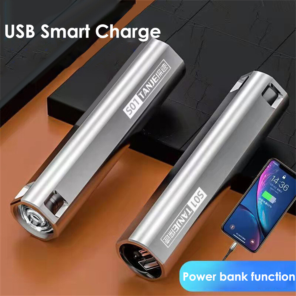 Redwokea Super Bright Flashlight Multi-function Emergency Flashlight Rechargeable USB Waterproof Mini Portable Lamp Outdoor Fishing Camping Supplies