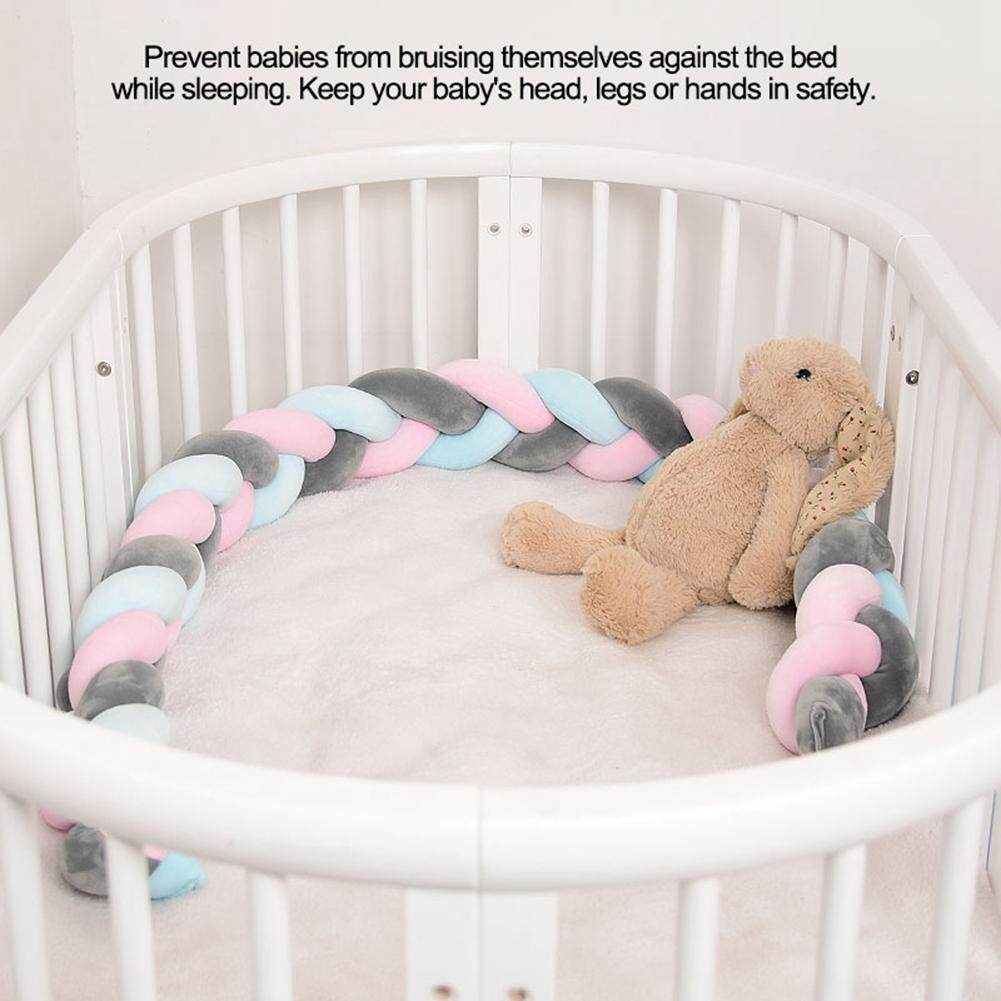 6.56ft Baby Braided Crib Bumper Long Baby Nursery Cushion Knot Soft