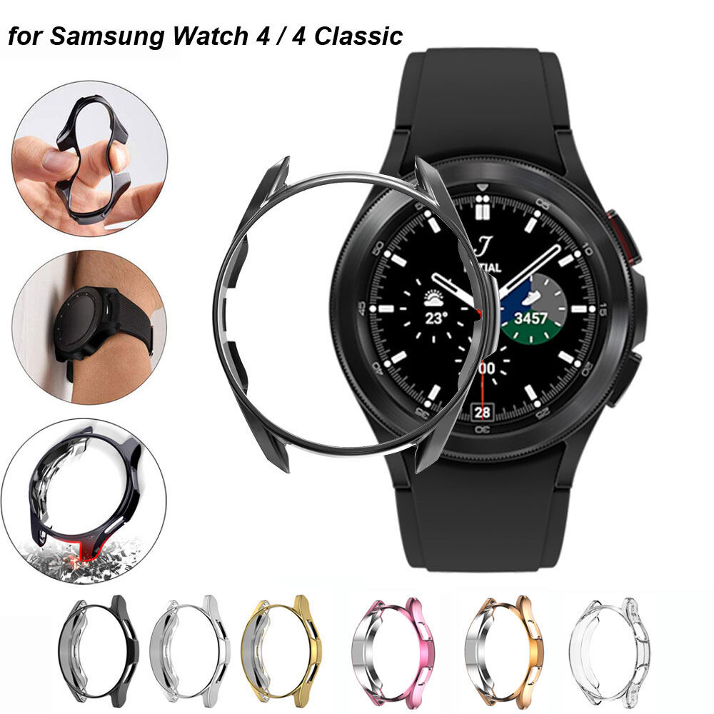 Case Compatible for Samsung Galaxy Watch 4 44mm 40mm TPU Plated All Around Screen Protector Cover Bumper Case for Samsung Galaxy 4 Classic 46mm 42mm