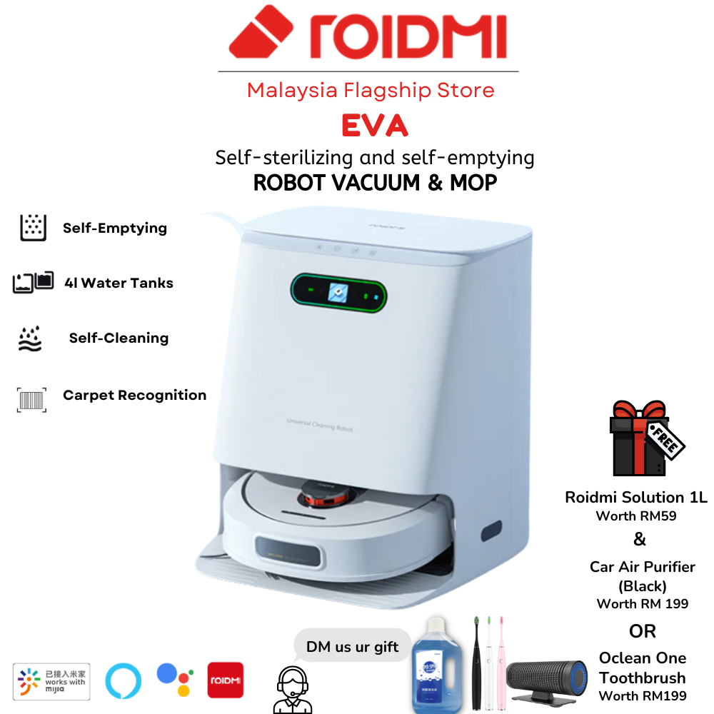 roidmi eve self cleaning and emptying robot vacuum