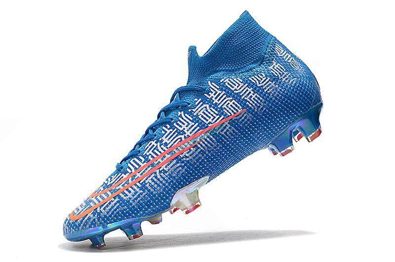 Stok Tersedia Produk Baru Asli Sepatu Sepak Bola Nike_Mercurial_Superfly_VII_360 Elite Sepatu Sepak Bola FG Sepatu Pria Sepatu Sepak Bola Pelatihan Sepatu Olahraga Biru Orange Putih Ukuran: 39-45
