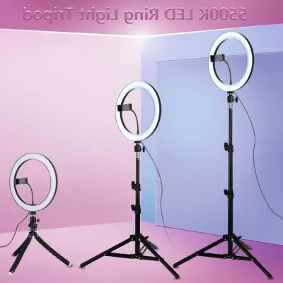 Ring Fill Light LED 26cm with Tripod Stand 200cm / Dimmable Photography Lighting Video Live Selfie Ring light Studio