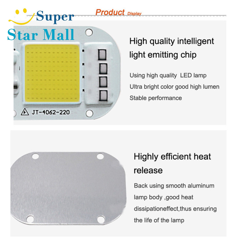 Supermall AC 220V 20W/30W/50W Free Driver High Pressure LED Chip COB Light Source