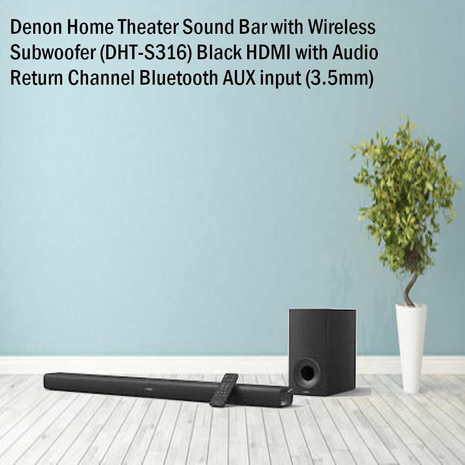 Denon Home Theater Sound Bar with Wireless Subwoofer (DHTS316) Black
