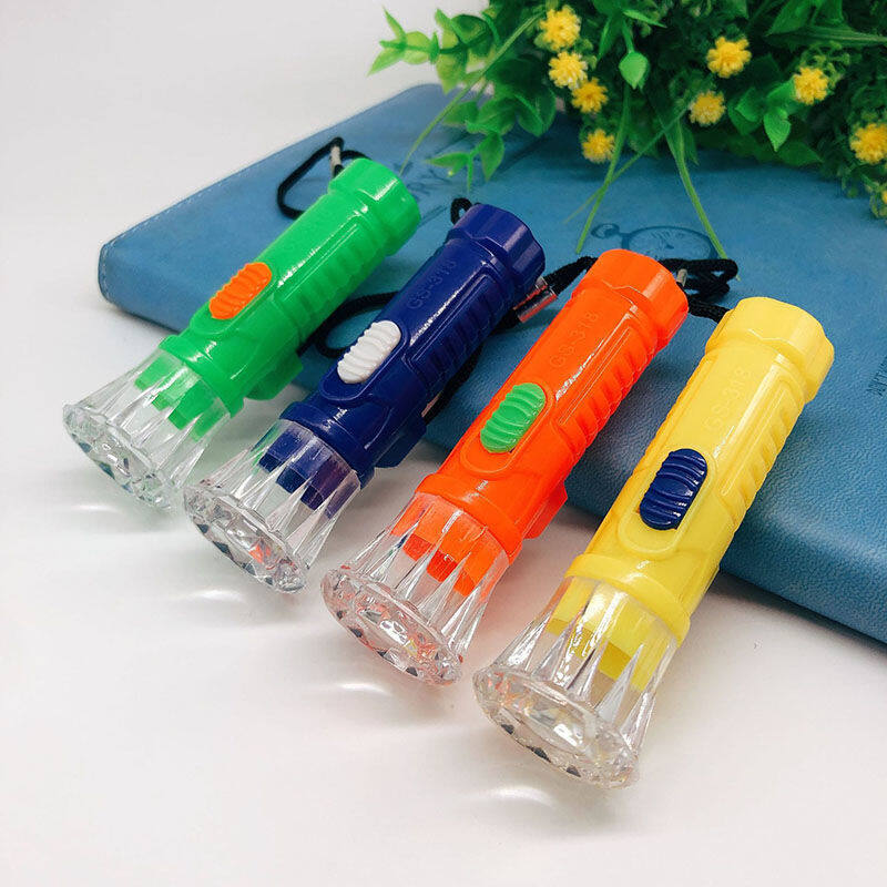 Mini Diamond LED Flashlight with Keychain Plastic cute torch emergency lamp random color delivery