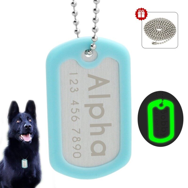 Sẵn Sàng Cổ Phiếu Tùy Chỉnh Cá Nhân Quân Sự Dog Tag Vòng Cổ Glow Với Một Dog Tag Silencer Và Chuỗi
