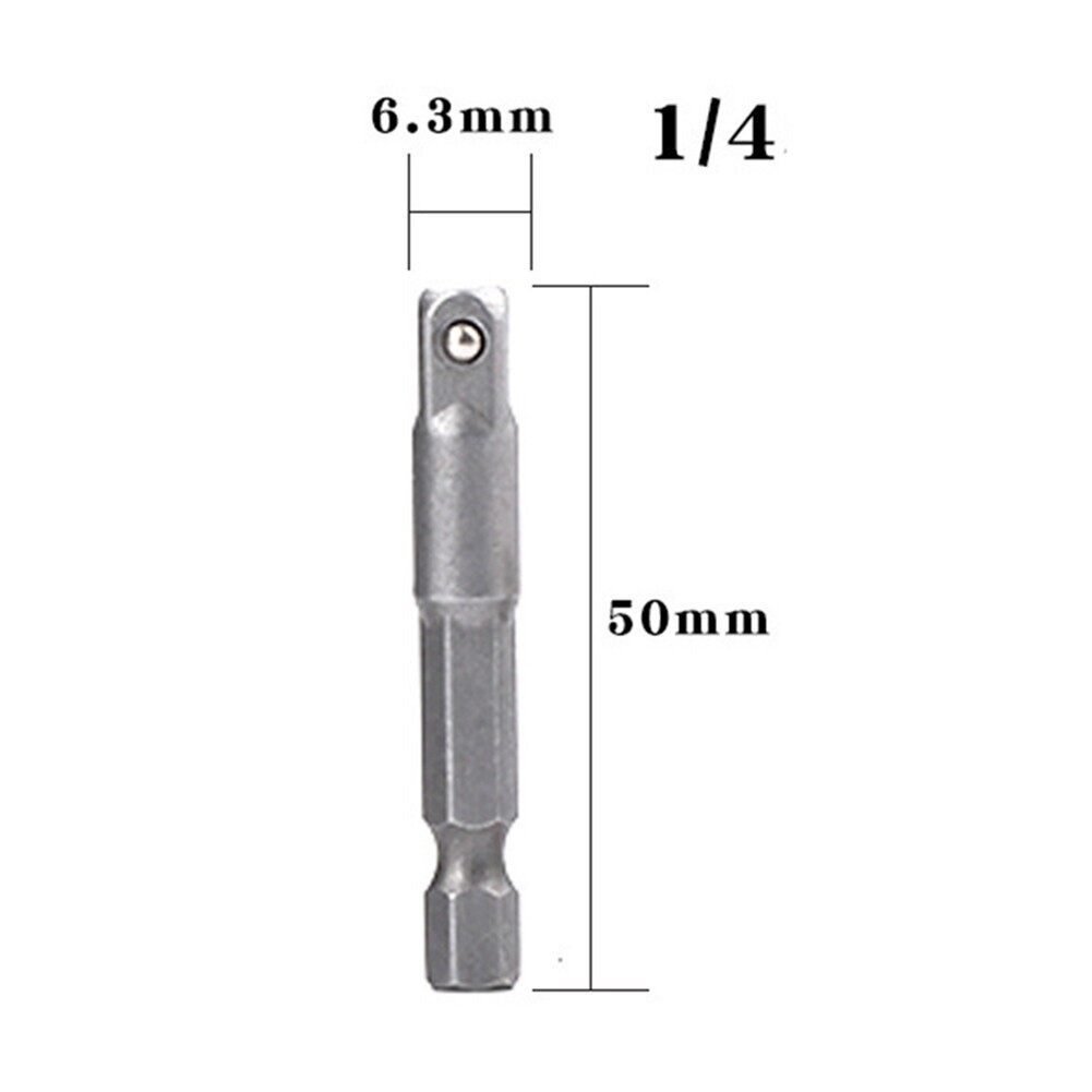 1/4" Socket Adapter Adapter Chrome Vanadium Steel Driver For Impact Driver Hex Shank To Square Socket Extension