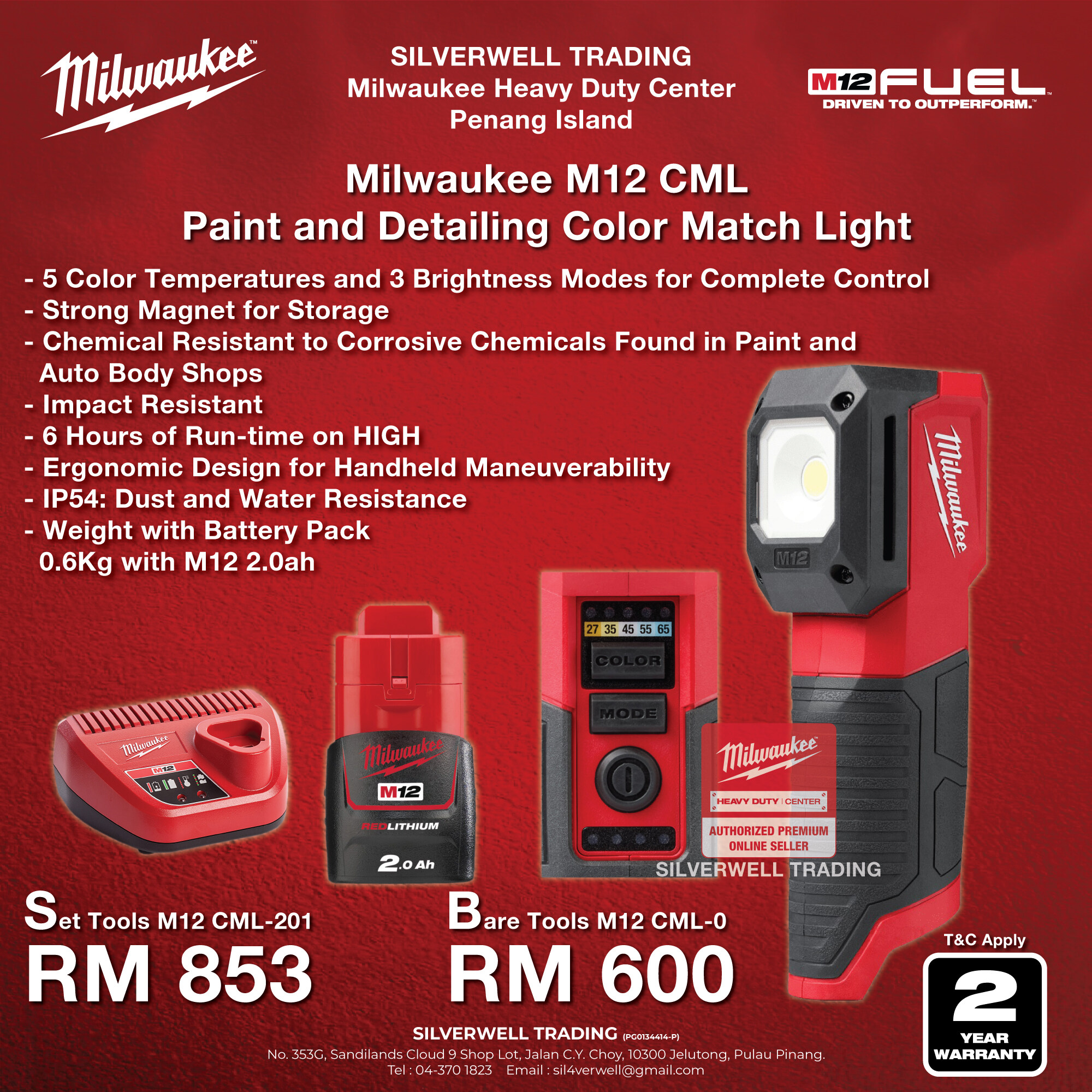 Milwaukee M12 Paint and Detailing Color Match Light (M12 CML) Lazada
