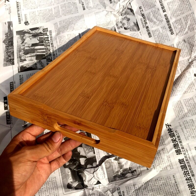 Boutique Household Tea Tray Bamboo Tray Rectangular Chinese Solid Wood Tray Tea Cup Tray Tea Set Bamboo Tea-Tray