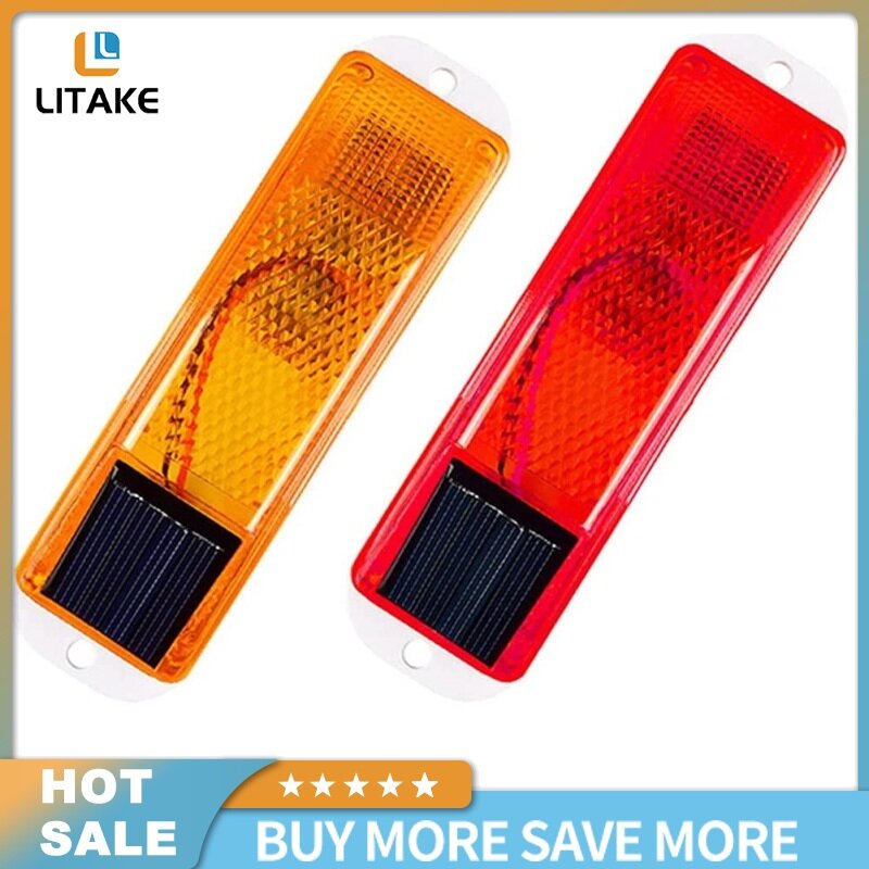 Litake【ready stock】Solar Strobe Warning Light Outline Safety Traffic Night Warning Flashlight Beacon Barricade Construction Obstacle Flashing Light