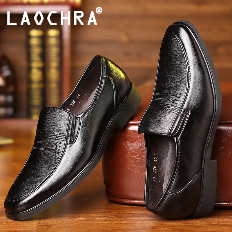 LAOCHRA Leather Men Casual Shoes Fashion Mens Loafers Moccasins Slip on Black Driving Shoes Soft Business Dress Shoes For Men