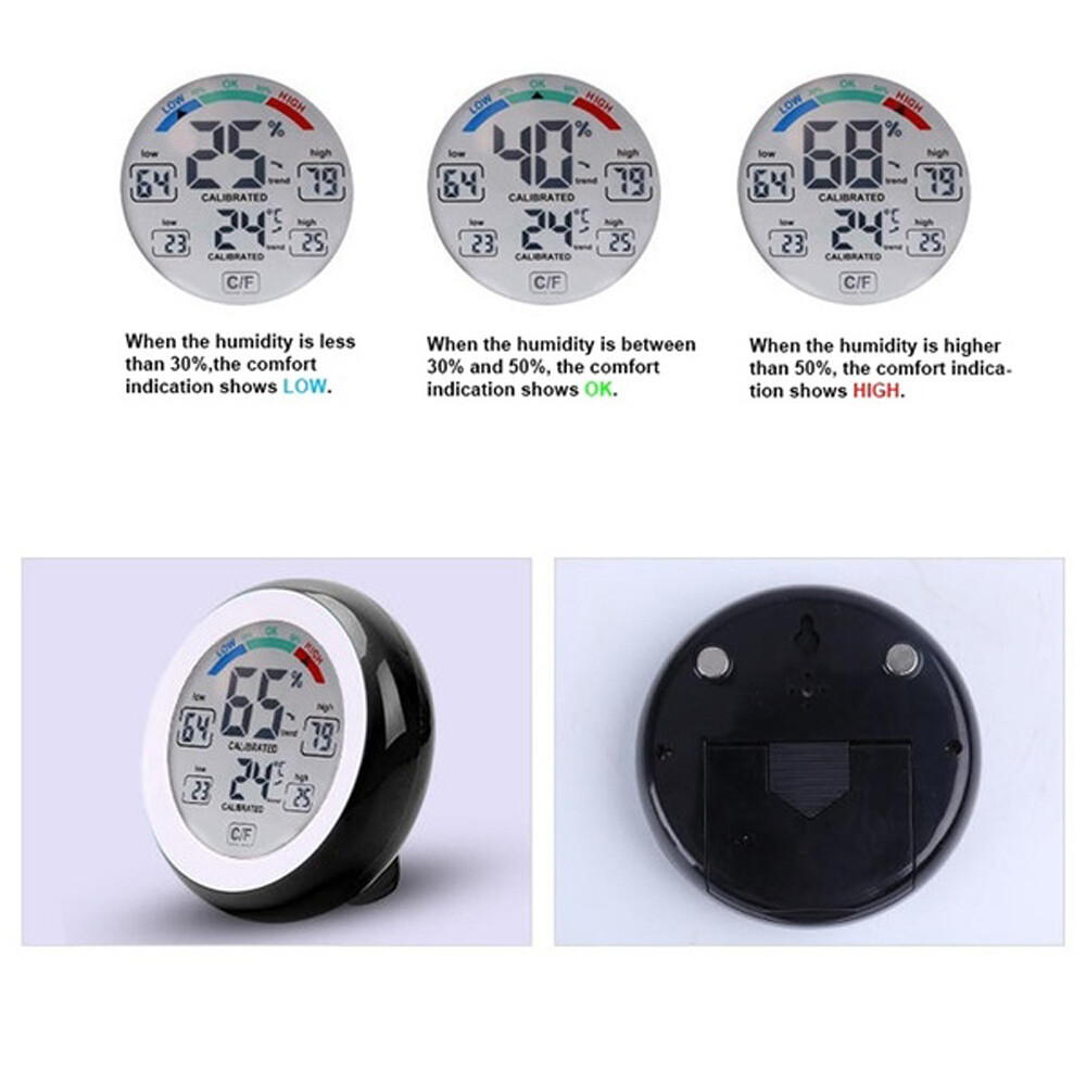 [Hàng Có Sẵn] Nhiệt kế trong nhà KIPRUN, màn hình LCD kỹ thuật số, đo độ ẩm nhiệt độ điện tử hình tròn-INTL