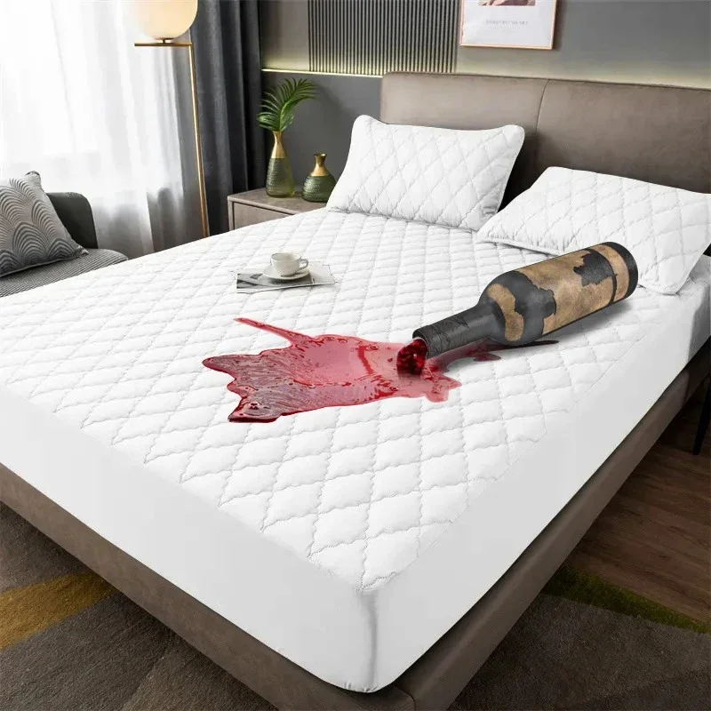 100% Waterproof Bed Cover Quilted Filling Mattress Protector Queen Size Protege Matelas 12Color Mattress Covers Fitted Bed Sheet