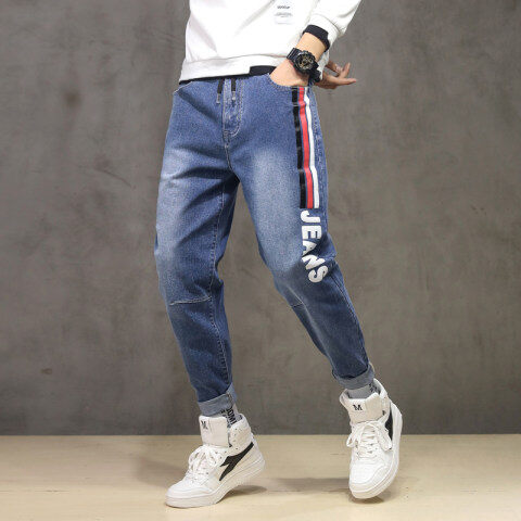 Men's large jeans three side printed large Harlan pants